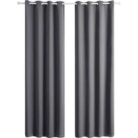 Lot de 2 rideaux occultants thermiques - Gris - 140 x 260 cm (1/4)