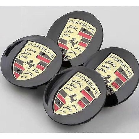 enjoliveurs de roue Porsche noirs incurvés de 76 mm avec logo, couleur assortie