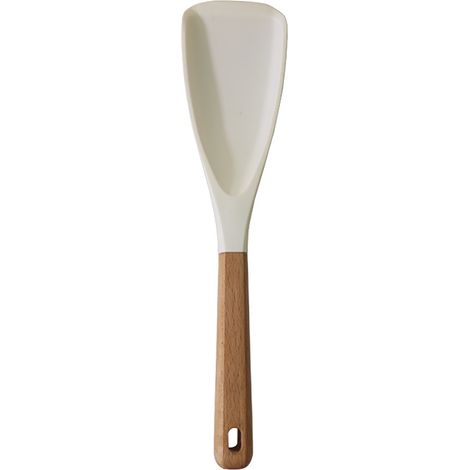 Spatule en silicone blanche.
