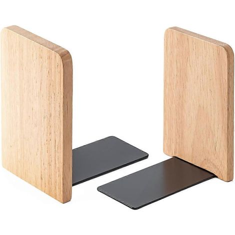 Lot de 2 serre-livres en bois pour étagères serre-livres pour livres lourds CD classeurs jeux vidéo organiseur de livres pour la maison et l'école (1/5)