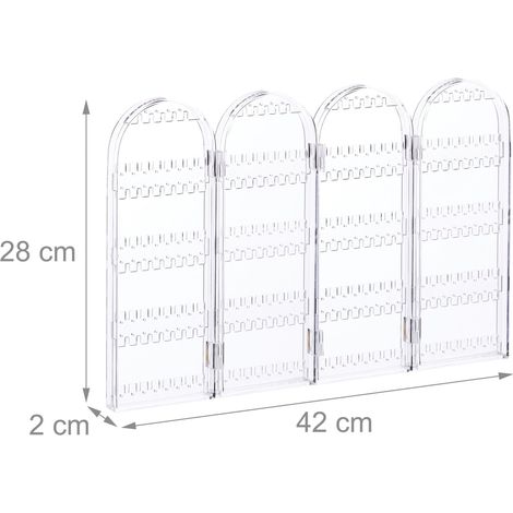 Pratico organizer per gioielli pieghevole 28 x 21 x 2 cm con ganci e custodia compatta in acrilico trasparente 130006256