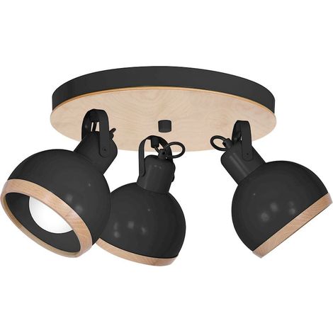 Plafonnier Milagro Oval MLP8659 noir bois 3xE27 60W (1/4)