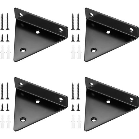 4 Pièces Supports d'étagère Flottants, Supports à Tablettes Muraux Triangulaires Invisibles, Equerre Etagere Murale Métal pour étagère (1/5)