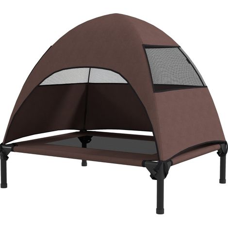 Cama elevada para perros de exterior con techo, 76 x 61 x 71 cm, marrón café, MODENUIT (1/4)
