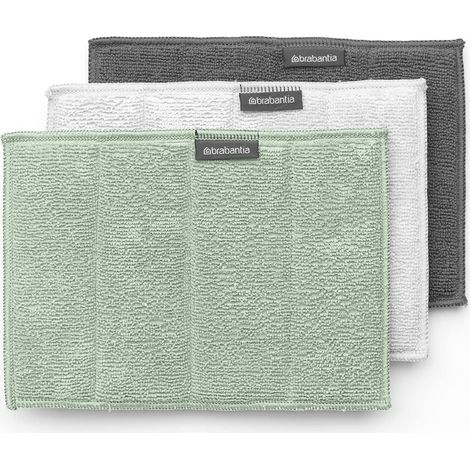 Brabantia - Sinkside Panni in Microfibra per la Pulizia - Spugna e Microfibra - Lavabili in Lavatrice - Assorbono 7 Volte il Proprio Peso - per Pulizia di Piatti, Superfici e Specchi - Set di 3 - Mix (1/5)