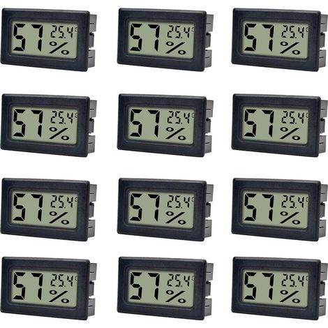 Lot de 12 Mini Thermomètres Digitaux avec Capteur Hygrométrie – Moniteur Température Humidité pour Serre, Jardin, Pièce Intérieure (1/5)