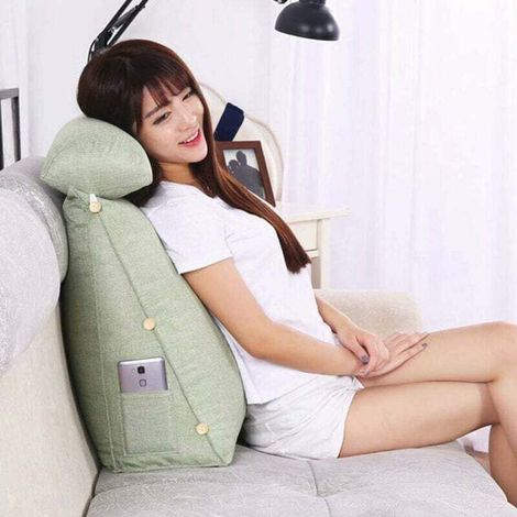 Cuscino per leggere e guardare la TV, cuscino di supporto per la schiena con altezza regolabile e tasche, cuscino triangolare per la schiena, cuscino di supporto per il collo per letto, cuscino poggia (1/4)