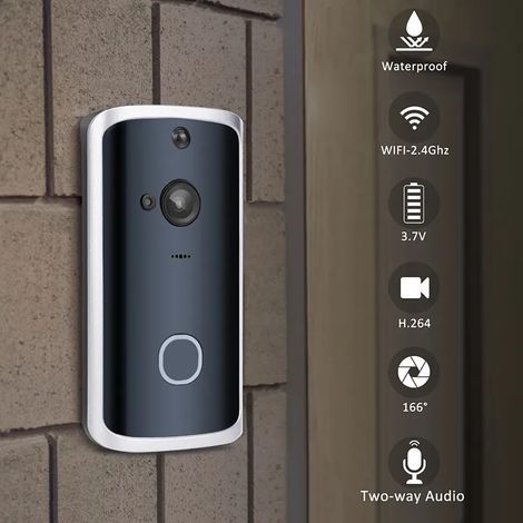 Intelligente Türklingel mit WLAN-Kamera, drahtloser Anruffunktion, Video-Gegensprechanlage und auffälligem Türklingelton für Wohnungen, kompatibel mit Telefon- und Heimkameras (1/4)