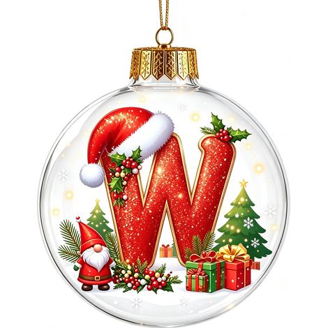 Boule à neige de Noël 3D en acrylique transparent, lettres, décoration à suspendre pour sapin de Noël (non lumineuse) (1/5)