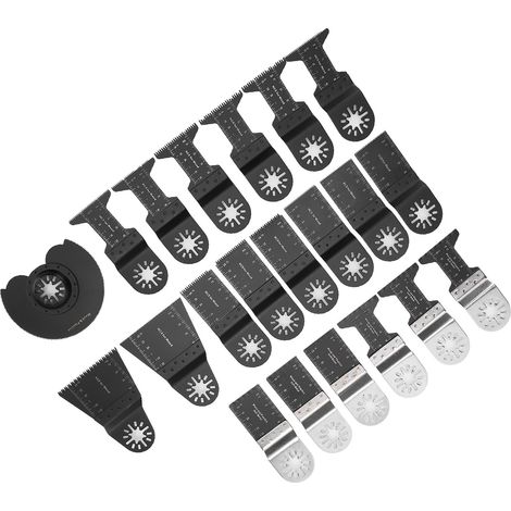 Lot 21 lames de scie oscillante multi-outils, acier haute teneur en carbone, coupe carrelage, joint, mortier, accessoires de découpe professionnels (1/5)