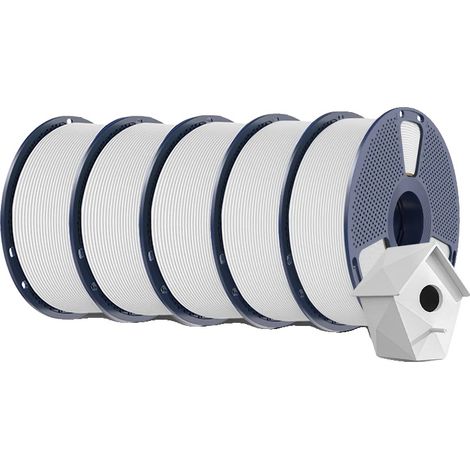 Filamento per stampante 3D, materiale PLA, elevata trasparenza, 5 kg, bianco (1/2)