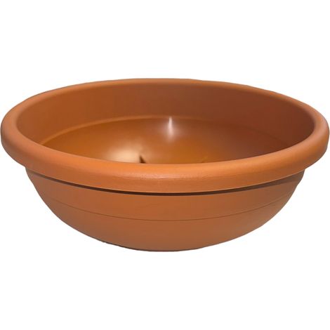 Vaso tondo a ciotola in resina color terracotta da giardino Aurora Telcom - Ø40xH15 cm.