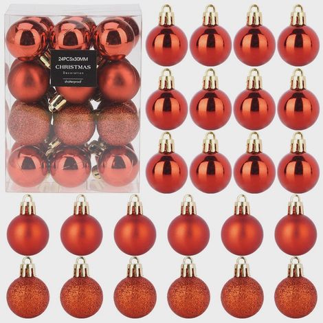 Palline di Natale rosse infrangibili, 3 cm, set da 24 (1/4)