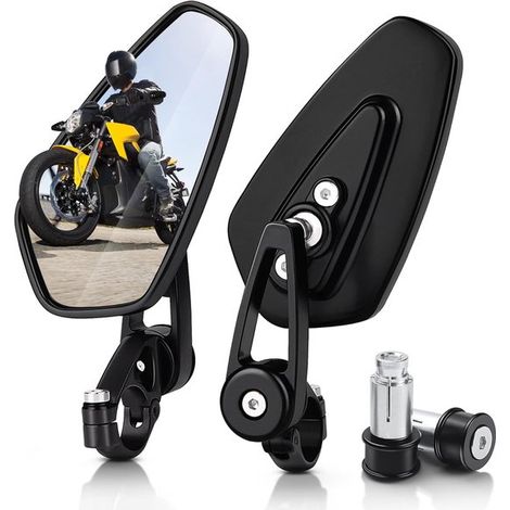 Specchietti retrovisori per moto, universali da 7/8 di pollice, cavi per manubri di motociclette, ad alta risoluzione, antideflagranti, con superficie della lente convessa, pieghevoli. (1/5)
