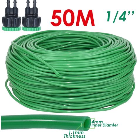 (SPL11-KIT10-50M-1/4'') Tuyau d'arrosage de jardin 1/4 pouce 4/7 mm PVC micro-goutte pour balcon, pelouse et serre (1/5)