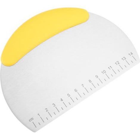 Raclette à pâte inox avec échelle de mesure, coupe-pâte en acier inoxydable, manche en caoutchouc jaune, outil de boulangerie et pâtisserie pour cuisine, lot de 1 (1/5)