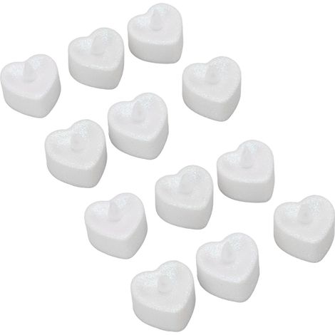 Ortviai Bougies LED sans flamme en forme de cœur – 12 unités, lumière chaude, pour décoration de mariage, fête ou intérieur (1/5)