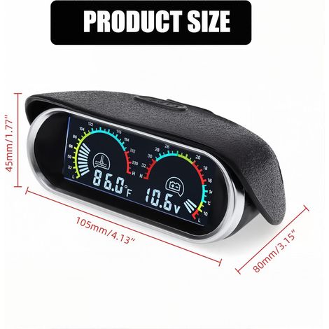 Kit indicatore temperatura acqua auto - 10-120°C - Voltmetro CC 9-36V - Alluminio - Tubo blu - Sensore da 32 mm (1/4)