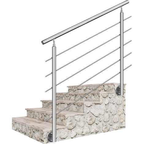 Océan Kit garde‑corps inox 304 fixation latérale 150 cm, 5 traverses + main courante, intérieur extérieur balcon escalier terrasse, résiste aux intempéries