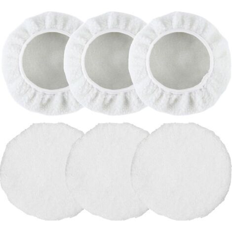 Pair 6 Pièces Kit Nettoyage Voiture Bonnets de Polissage Pad de Laine Blanche Bonnet de Polissage,Pad Polissage pour 220mm 250mm Polisseuse Automobile pour Cirage et Polissage Automobile (1/5)