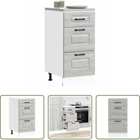 Holzwerkstoff - Küchenunterschrank Kalmar Grau Sonoma Holzwerkstoff (1/5)