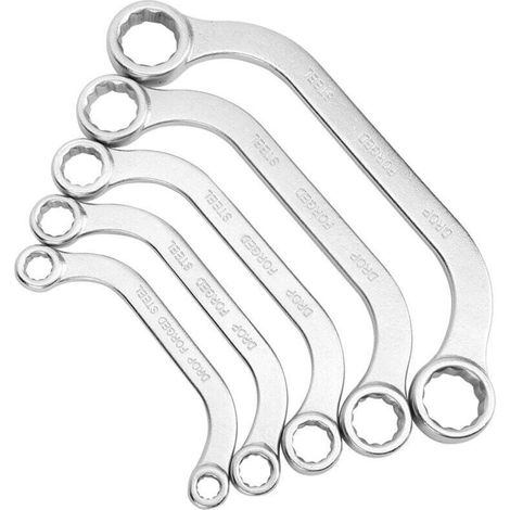 Jeu de clés à cliquet métrique 8–22 mm – 5 pièces en acier chrome-vanadium, double extrémité, forme demi-lune (1/4)