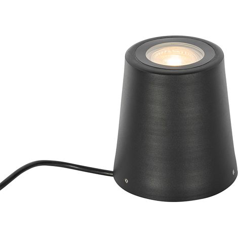 QAZQA Moderno Foco de jardín moderno negro redondo IP65 - Lennard Aluminio Redonda Adecuado para LED Max. 1 x 50 Watt
