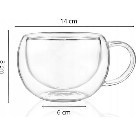 TAZZA TERMICA CON MANICO 300ml PER CAFFÈ LATTE TÈ SET 2PZ (1/5)