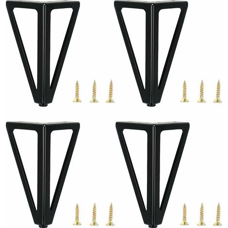 4 Pieds de Meubles Noirs, 6"/15cm Pieds de Meubles de Rechange en métal, Pieds de Meubles, Pieds de Meubles, Pieds de Table, Pieds d'armoire, pour chaises, Placard, canapé (1/5)