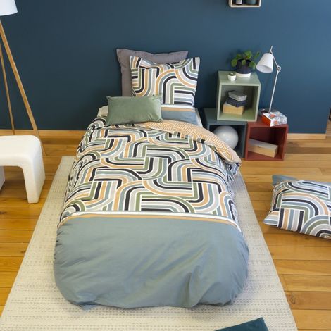 Housse de couette 140x200 + 1 taie LOUTE 100% Coton 57 fils (1/3)