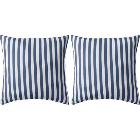 Coussins d'extérieur, lot de 2, à rayures, 45 x 45 cm, bleus (1/5)