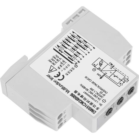 Relais temporisé multifonction DC 24V & AC 24-240V, interrupteur temporisation avec délai d'arrêt, 7 modes réglables, minuterie industrielle (1/5)