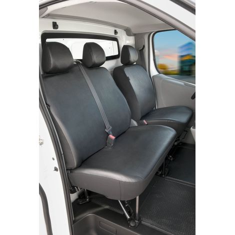 Walser – Housse de siège en simili cuir pour Renault Trafic II, Opel Vivaro, Nissan Primastar – Ouvertures pour appuie-tête prédécoupées – Protection optimale contre salissures