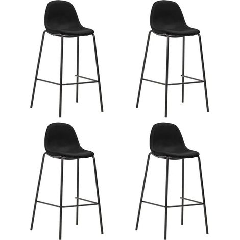 Chaise de bar tissu noir et pieds métal noir Cassie - Lot de 4 (1/5)
