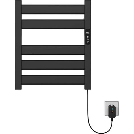 Sèche-Serviette Électrique Noir Mat, 180 W Chauffe-Serviettes 500x550mm Porte-Serviettes Chauffant Électrique Mural Température Constante Intelligente Radiateur de Salle de Bain-PR (1/4)