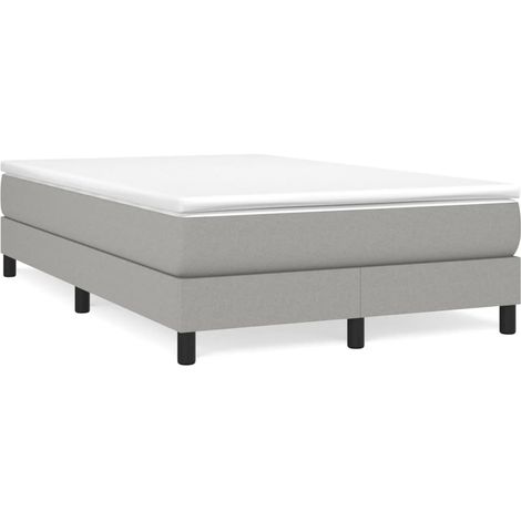 Cama box spring con colchón tela gris claro 120x190 cm