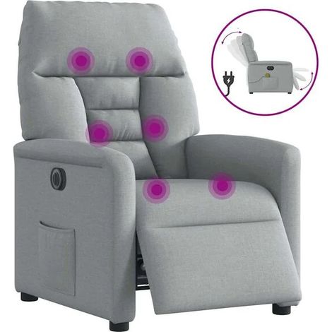 Fauteuil de massage électrique inclinable en tissu gris clair (1/5)