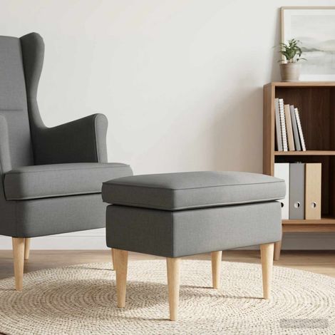 Pouf repose-pieds gris foncé avec coussin amovible en bois, 55 x 35 x 41 cm - PANGIVO (1/5)