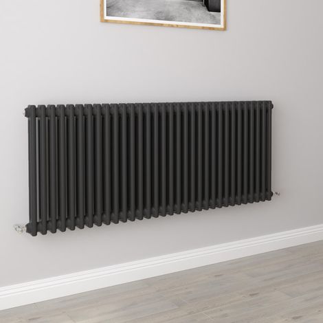AICA 600x1460mm 2 Column Horizontal Black Radiator Central Heating Cast Iron Style (1/5)
