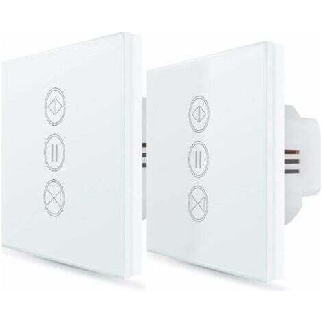 2x Interrupteur Volet Roulant Connecté, Ouverture Réglable, Commutateur Rideau Stores WiFi, Compatible avec Alexa Google Home pour Commande Vocale, Minuterie Intelligent Moteur Mural-- (1/4)