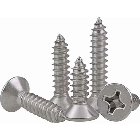 M3 Vis Autotaraudeuses en Acier Inoxydable a Tête Cruciformes/Plate/Fraisée Vis Autotaraudeuses Vis a Bois, M3×6mm,100 pcs (1/5)