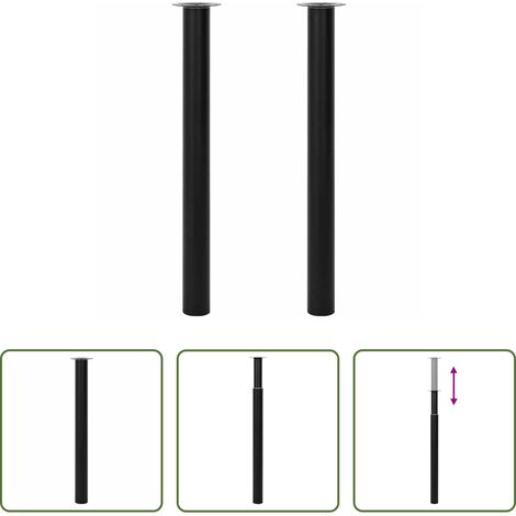 vidaXL Pied de bar -  Pied de table télescopique 2 pcs Noir 710 mm - 1100 mm (1/5)