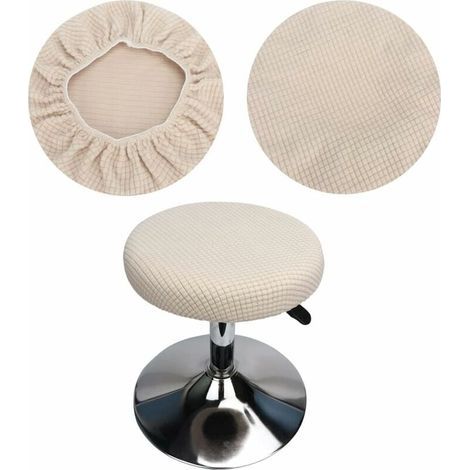 2pcs beige Housse Tabouret Rond, Housse Tabouret de Bar Rond, Housse Tabouret Rond élastique, Lavable Facile d'entretien Doux et Durable, pour Tabouret (1/5)