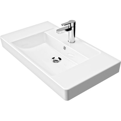 Primaster Keramikwaschtisch Berlin Weiß 9,5 x 80 x 45cm Waschbecken Spülbecken (1/3)