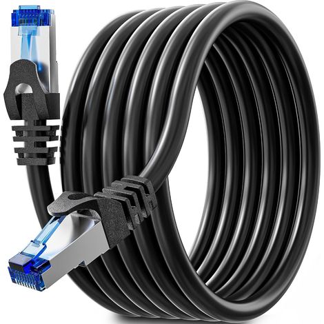 Cable Ethernet 15m Cat 6 Noir Câble Rj45 15 Mètre Gigabit Blindé FTP Cable Reseau Haut Débit 1000Mbps Cable Internet 23AWG Câble LAN Intérieur Imperméable pour Routeur Switch Modem (1/5)