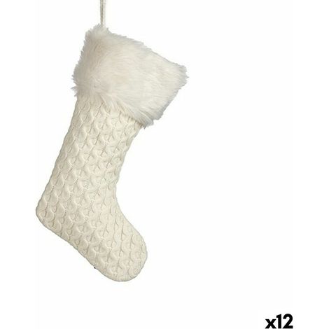 Weihnachtsschmuck Krist+ FG09-20493C Weiß Weihnachtsstrumpf 28 x 4 x 46 cm (12 Stück)