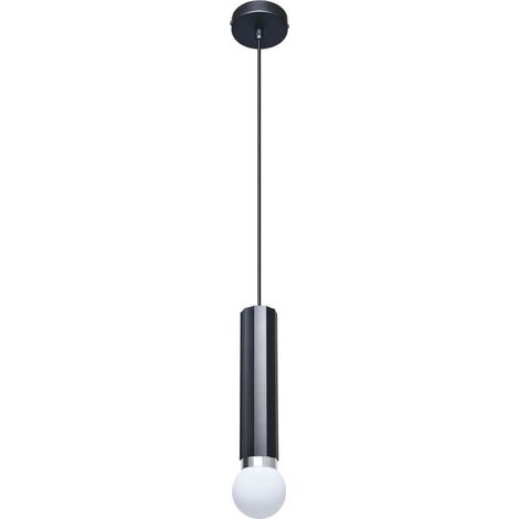 Suspension tube noire sable boule E27 Italux Macera (1/3)
