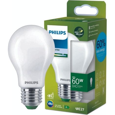 Ultraeffiziente klassische LED-Glühbirne 4 W 840 IM E27 4000 K, Ø6 x 10,4 cm, PHILIPS (1/4)