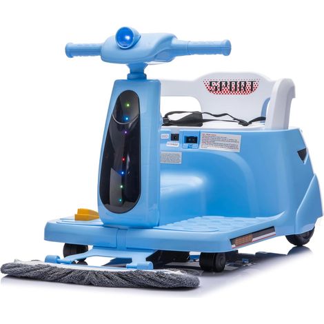 GARVEE Kinder Elektroauto 12V 2-in-1 mit Putzfunktion, Fernbedienung, Bluetooth & LED – Elektrofahrzeug mit Wischmopp für Kinder ab 3 Jahren, Indoor Spielzeugauto, Himmelblau (1/5)