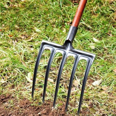 Fourche à bêcher de jardin,Acier à haute teneur en carbone Résistance élevée Prévention de la corrosion Anti-casse,4 dents (1/5)